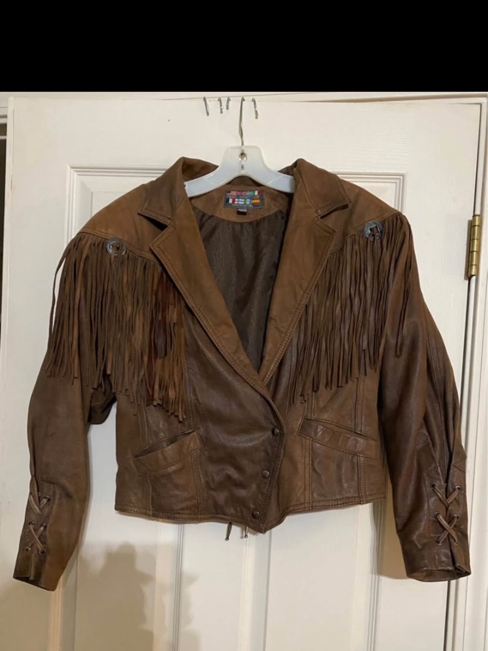 Vintage 80’s Distressed Fringed Leather Cowboy/Biker Jacket